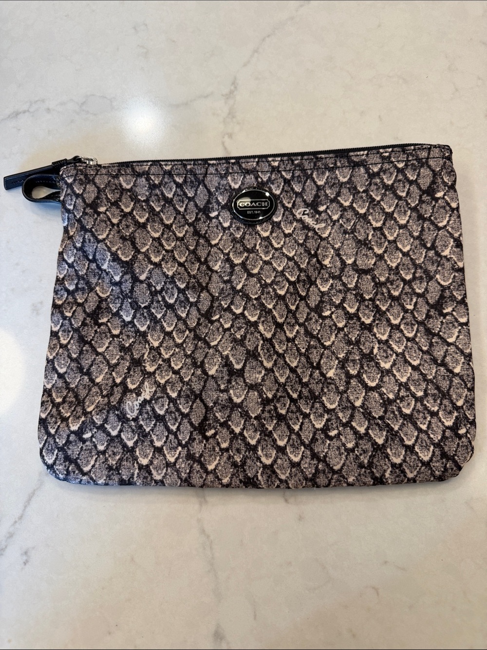 Coach F77461 Getaway Snake Print Packable Weekender & Pouch Bag Silver/Gunmetal - Picture 11 of 12